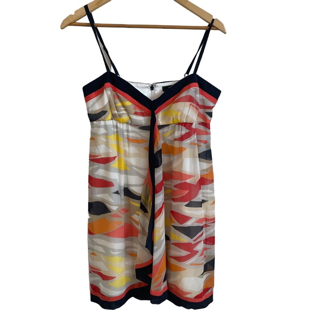BCBGMaxazria Cascade Silk Scarf Mini Dress Womens 6 Poppy‎ Combo Sweetheart